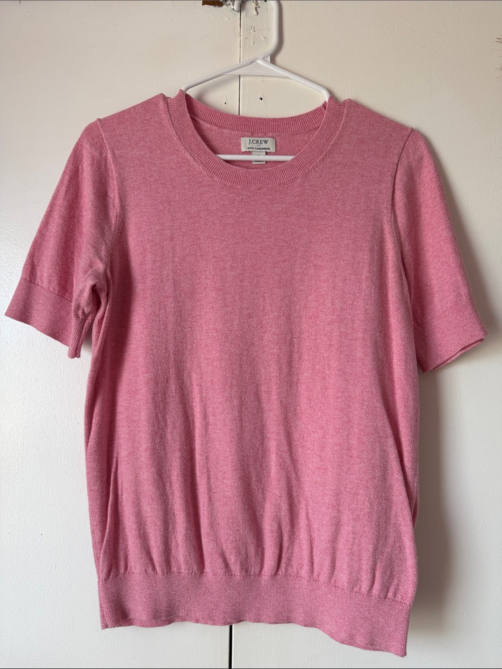 J. Crew Pink Short-Sleeve Crewneck Sweater